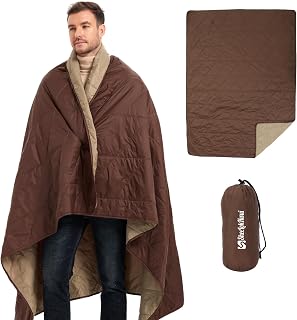 sheelokhwui Ultralight Puffy Blanket, Outdoor Camping Blanket, Water-Resistant and Packable, Great for Camping, Stadium, Traveling, Backpacking, Picnic and Beach. 79"x55". Classic Coffee