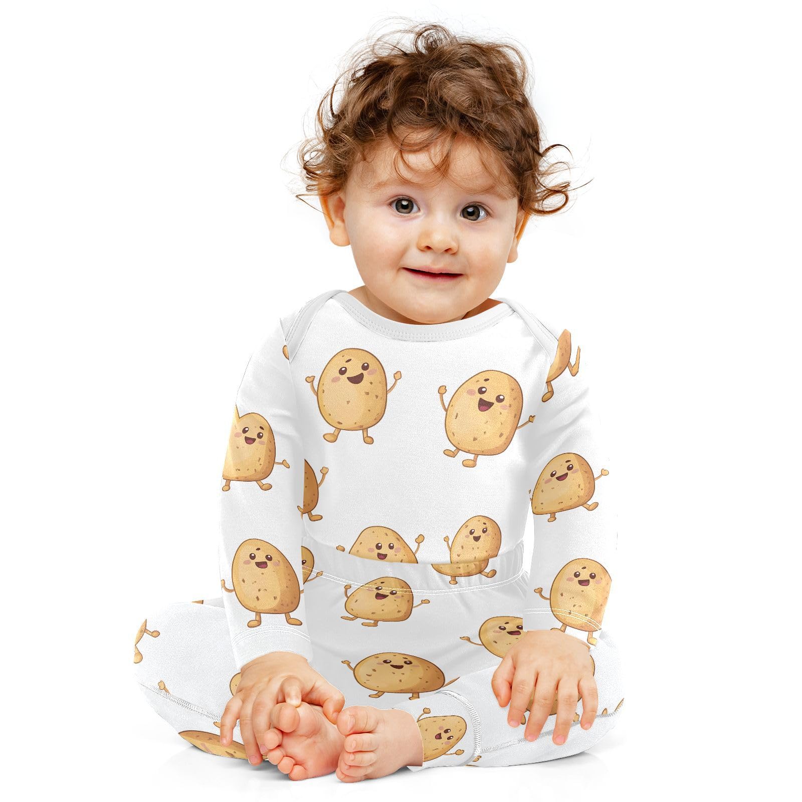 vvfelixl Baby Bodysuits Pants Sets Waving Potato Baby Long Sleeve Clothes for Boys Girls 3-6M
