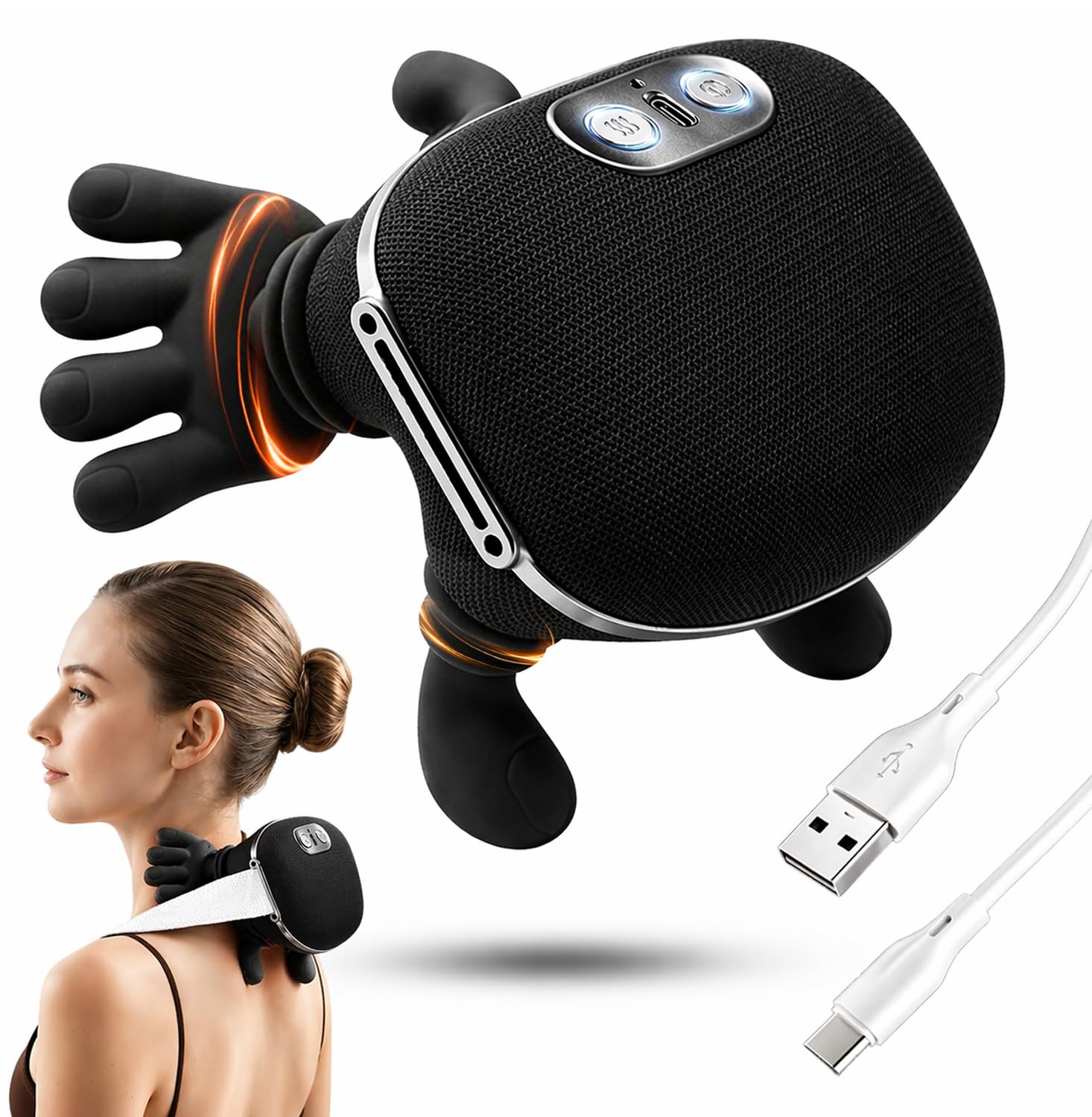 BeFit24 Nackenmassagegerät 4D mit Wärme, Kabellos, Tiefengewebe Massagegerät für Nacken Schulter Rücken, Effektiv gegen Schmerzen & Verspannungen, Ideal für Büro, Zuhause & Geschenk