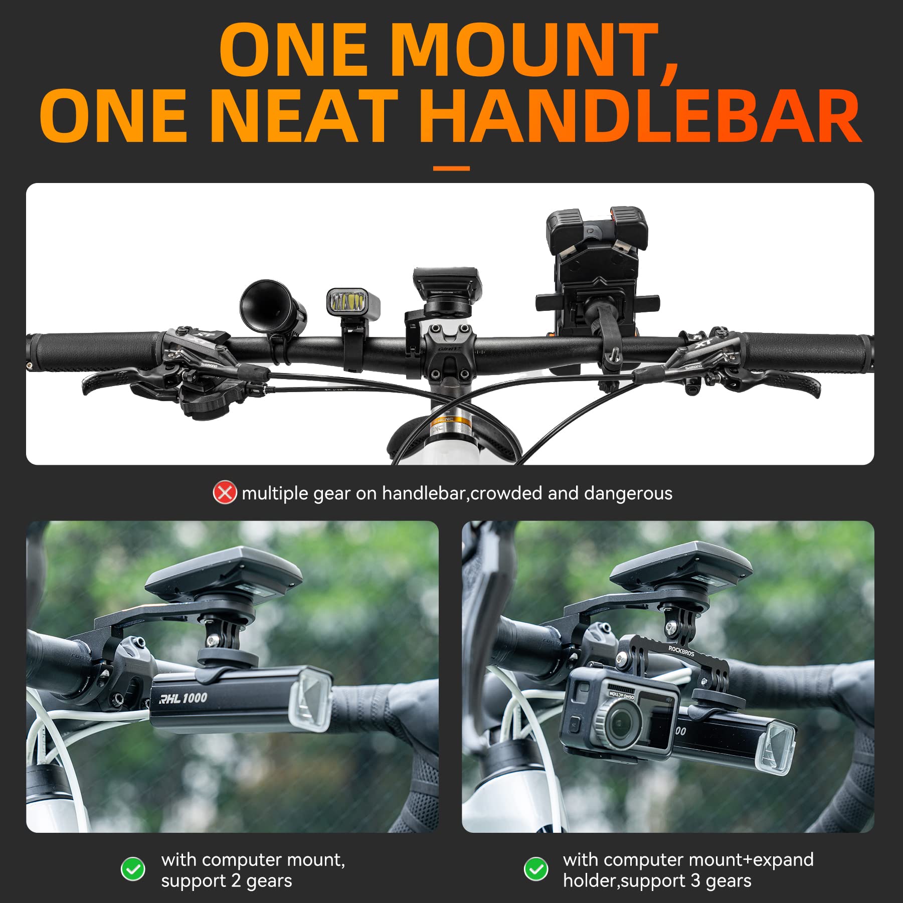 Garmin Bike Bike Out-Front Mount Bicycle Handlebar Combo Mount For