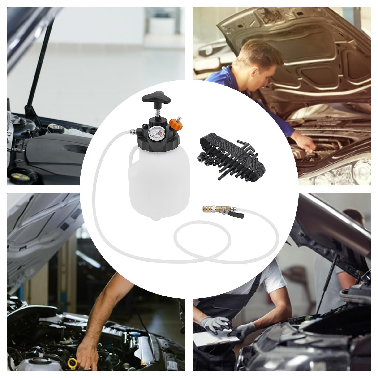 3 Liter Pumpenwerkzeug ATF-Füllsystem Übertragungspumpe für manuelles Getriebeflüssigkeit mit 1 Flüssigkeitsabgabeschlauch und 12 Adapter für Werkstätten Automobilhersteller Reparaturwerkstätten usw