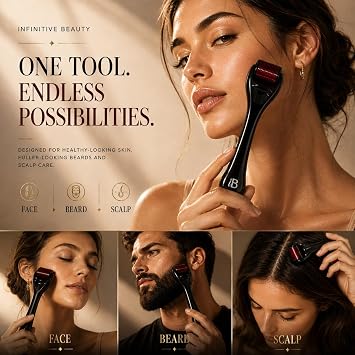 Derma Roller INFINITIVE BEAUTY 540 Titanium Alloy Microneedle Roller for Skin, Face Beard & Hair (0.5mm)