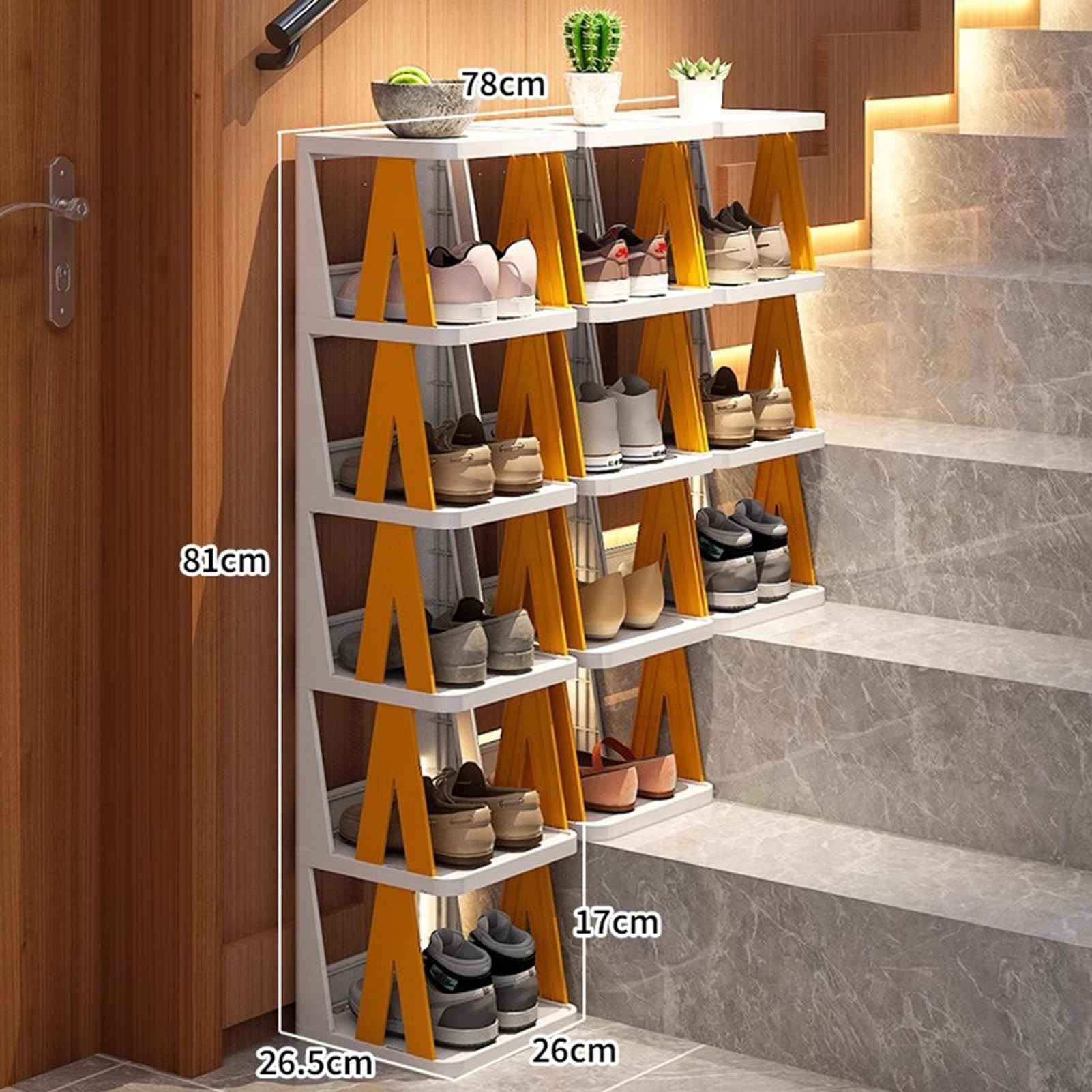 Scarpiera stretta multistrato in plastica per Halay e soggiorno, salvaspazio, elegante espositore per scarpe per ingresso