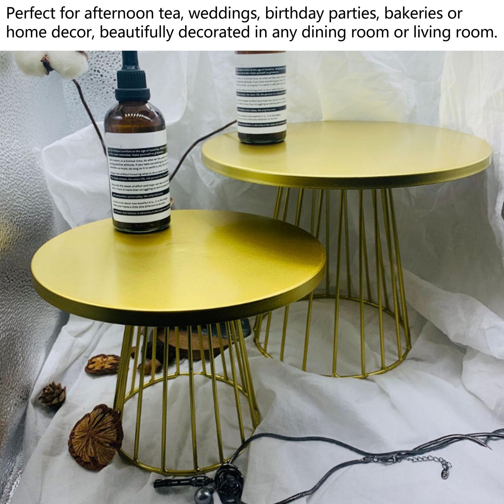 Fdit Alzata per Torte in Metallo, Supporto Torta Rotondo Multifunzione per Matrimoni Compleanni Feste, Porta Dolci Elegante per Buffet e Pasticceria