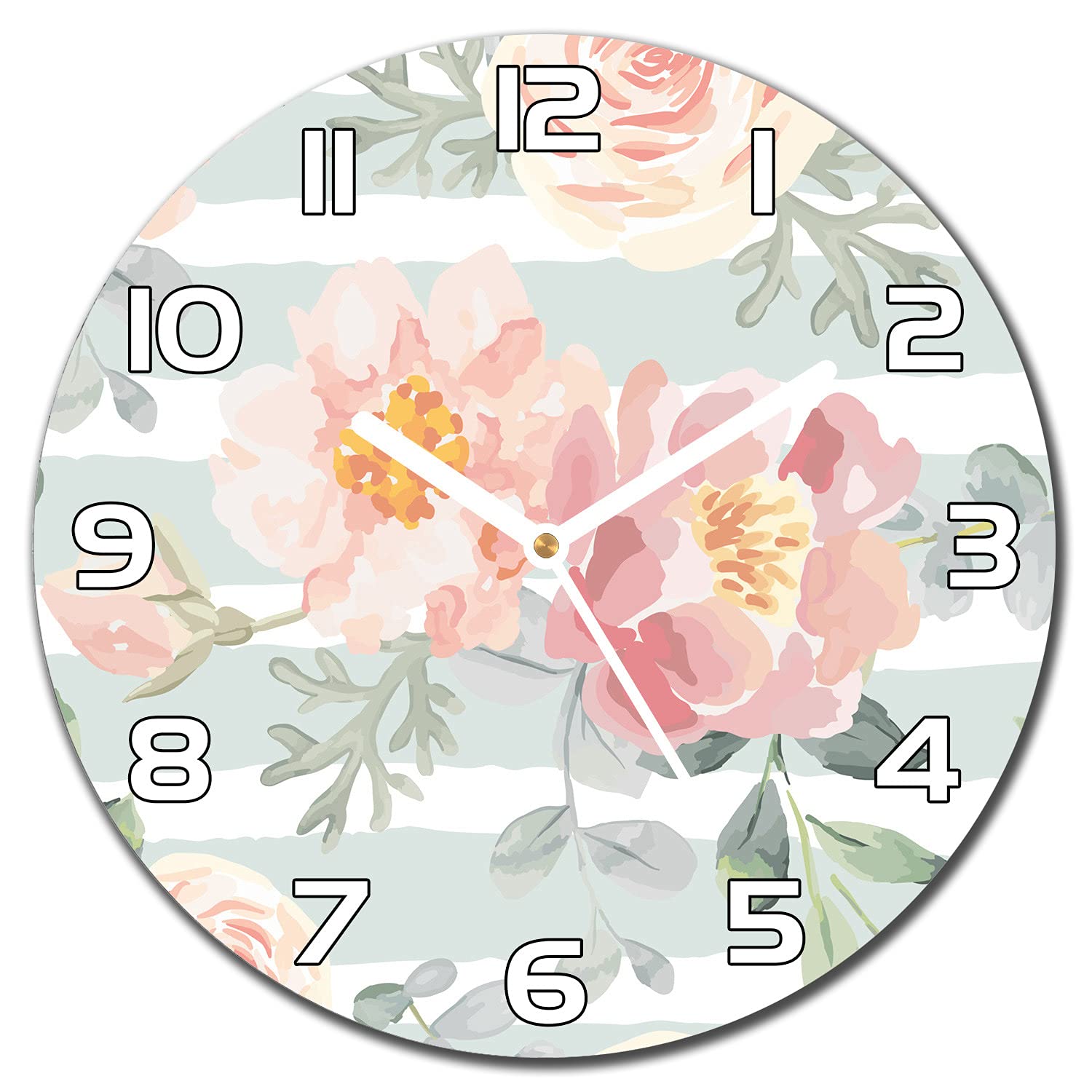 Horloge en verre murale de 30 cm Coloray Fleurs de Bandes pour cuisine et salon