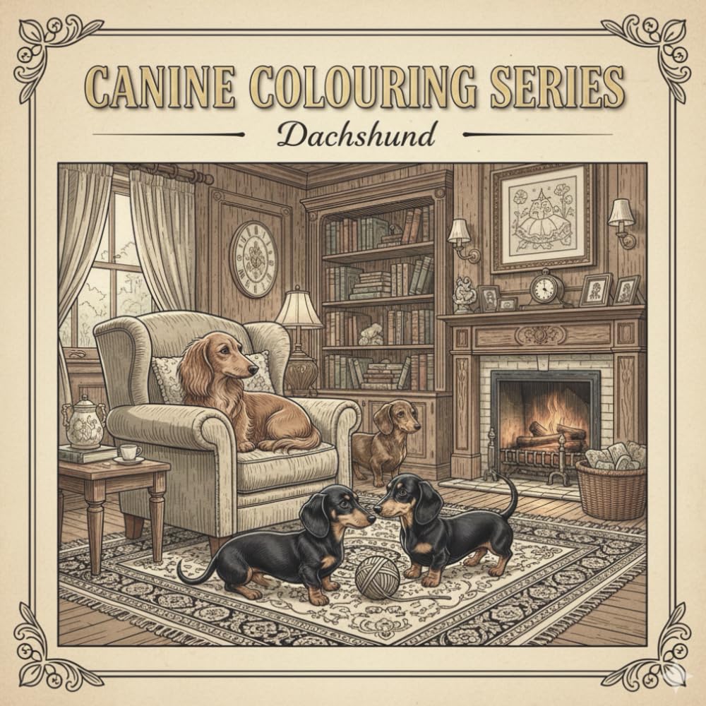 Canine Colouring Series: Dachshund UK: A Vintage-Style Adult Coloring Book Featuring Smooth and Long-Haired Dachshunds in Charming Scenes
