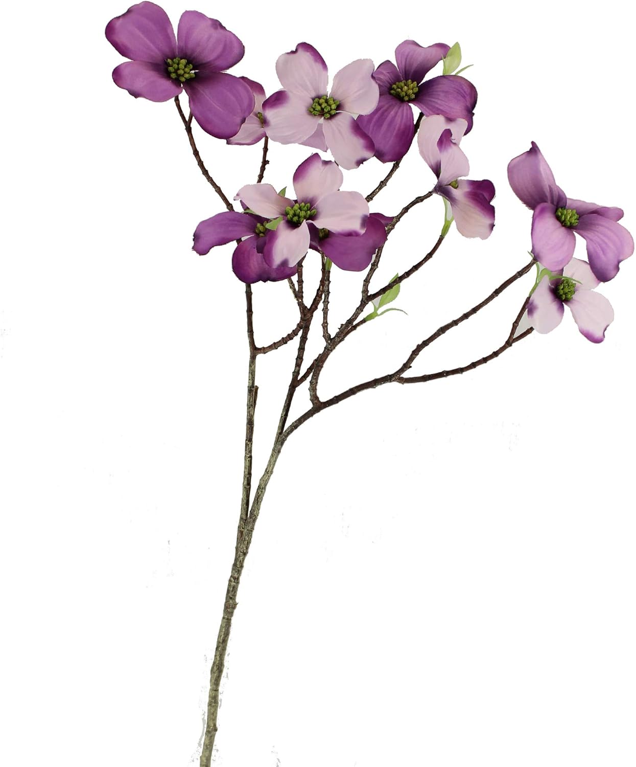 Artificial Dogwood Blossom Silk Flowers Bridal Flowers Bouquets Fake Cornus Bush for Wedding Home Office Decoration(Pack of 6 pcs) (Purple)