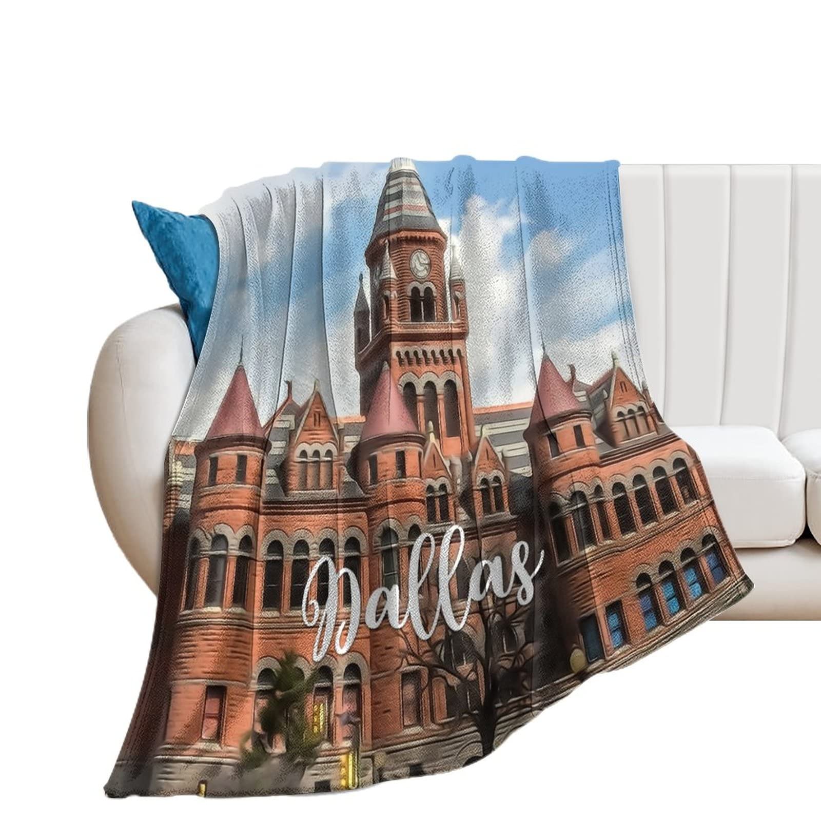 Couverture en flanelle Dallas 127x152 cm jeté de canapé et lit à motif paysage urbain en microfibre