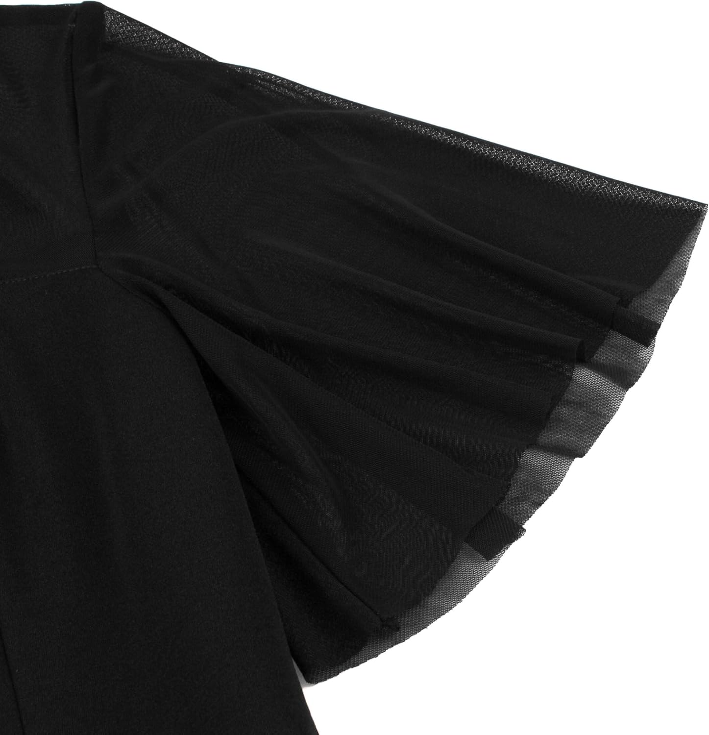 Wellwits Women's Flowy Sheer Sleeves Mesh Illusion Vintage Cocktail Dress