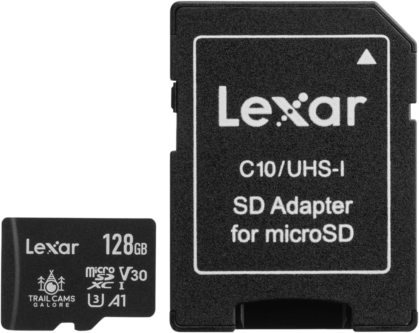 Trail Cams Galore Lexar 128GB Micro SD Card Micro SDXC UHS-I Flash Memory Card with Adapter, 100MB/s, C10, U3, A1, V30, Full HD, 4K UHD, High Speed TF Card