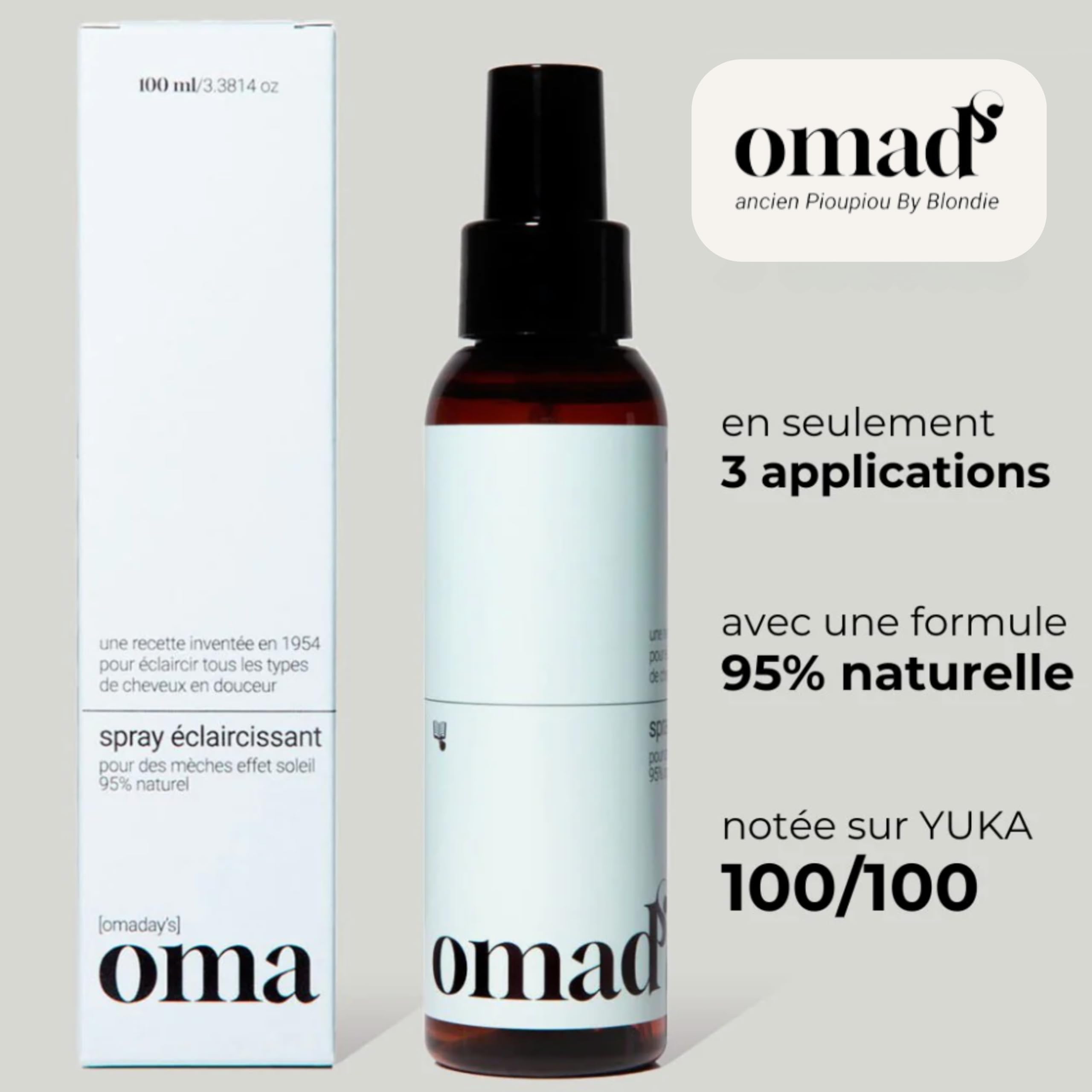 Omad's Spray Eclaircissant Cheveux pour des Mèches Ensoleillées - Eclaircit Jusqu’à 3 tons en 3 applications - Tous Types de Cheveux (Blond, Brun, Mechés) - Ingrédients 95% Naturels