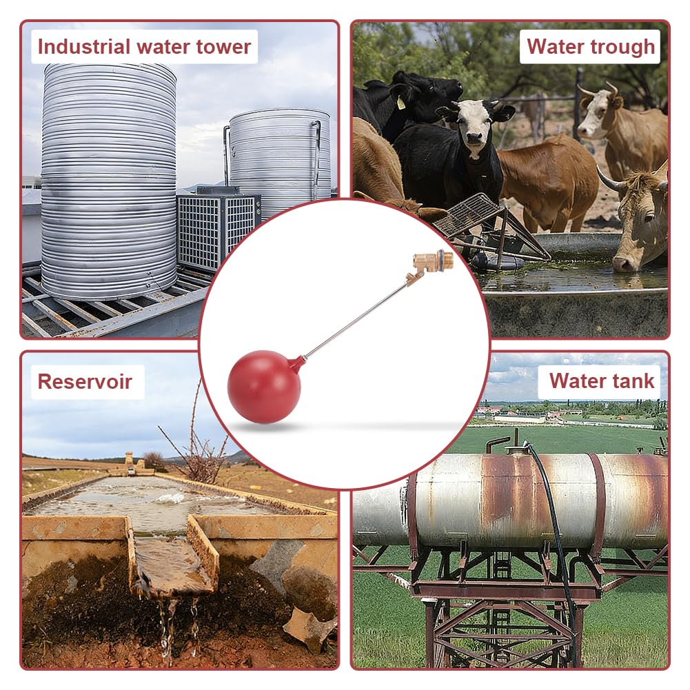Confezione da 2 valvole a galleggiante rosse per tubi dell'acqua, regolazione automatica del livello dell'acqua per serbatoi d'acqua