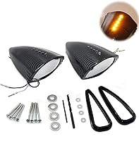 Vista 1 de HTTMT - Espejos laterales de visión trasera LED para cerdo de montaje lateral compatibles con la mayoría de los modelos de motocicletas japonesas