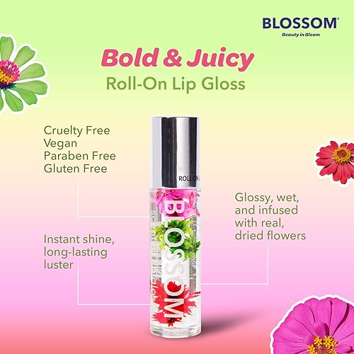 Miniatura 8 de Blossom Brillo de labios perfumado, con infusión de flores reales, fabricado en Estados Unidos, 0.40 onzas líquidas, paquete de 2, frambuesa/sandía