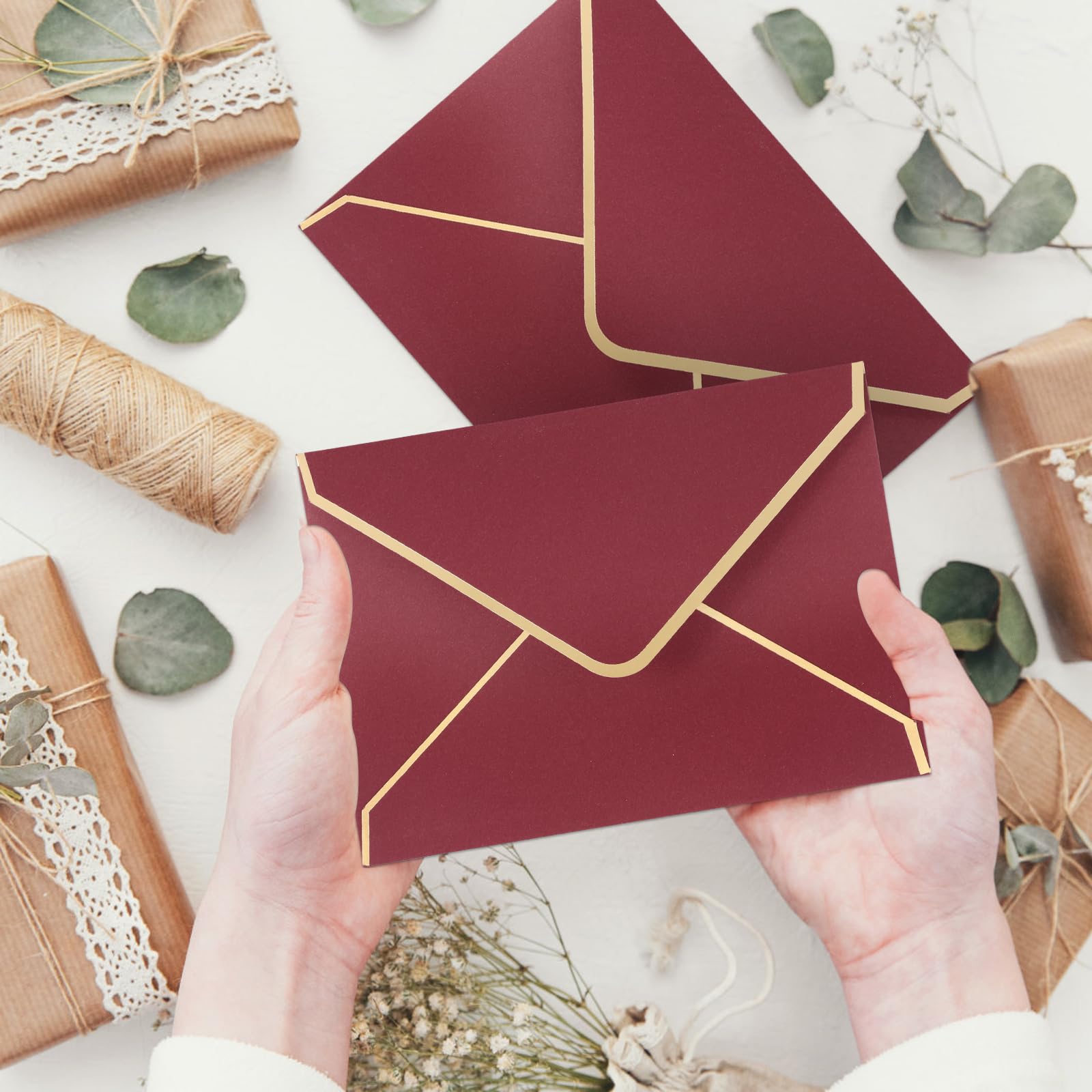 50 Buste Eleganti Con Bordo Oro 18.5x13.5cm - Per Inviti Matrimonio, Compleanni E Eventi - Foto 3