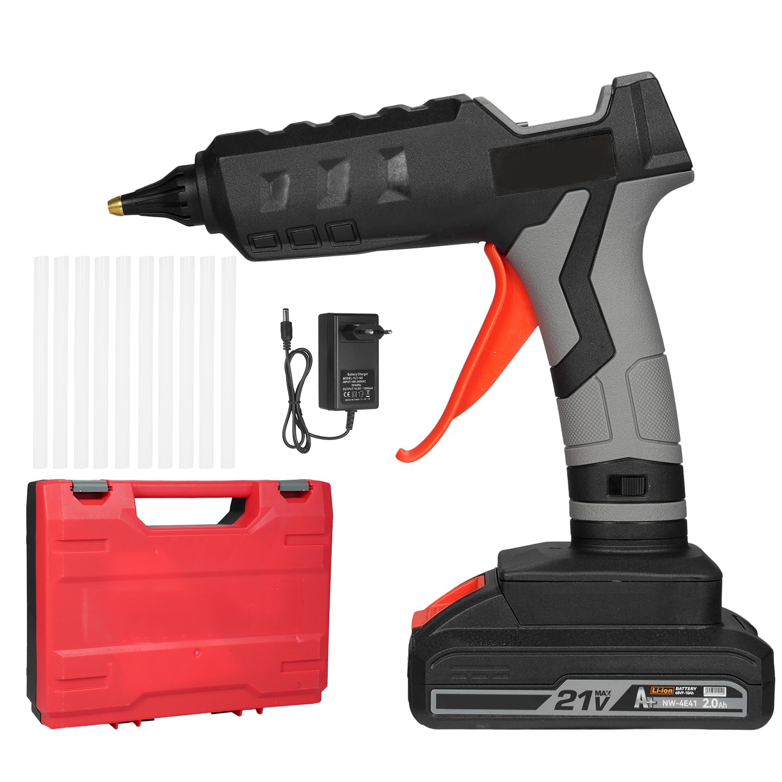 Macchina per colla a caldo elettrica 21V 60W Macchina per estrusione di colla al litio portatile senza fili Applicatore per colla a caldo senza gocciolamento Riscaldamento rapido con