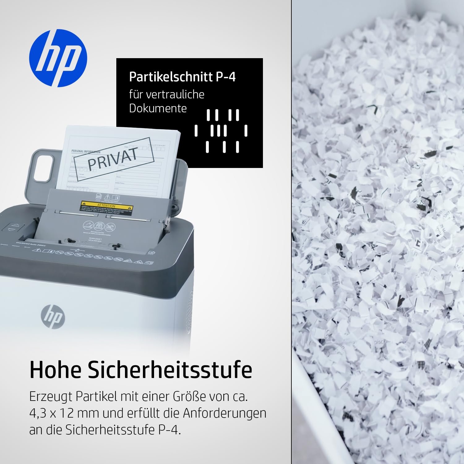 HP One HRED Auto 200CC biało-szara niszczarka