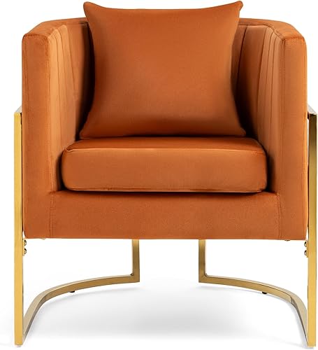 Miniatura 8 de Silla decorativa moderna de terciopelo, sillón tapizado de mediados de siglo con almohada para sala de estar, cómoda silla de tocador individual con