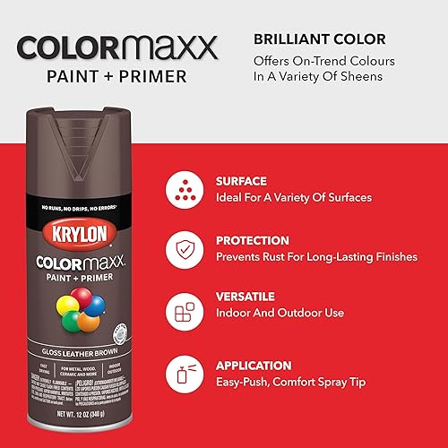 Vista 247 de Krylon - Pintura y primer en aerosol COLORmaxx K05511007, 12 onzas, rojo cereza brillante Cherry Red