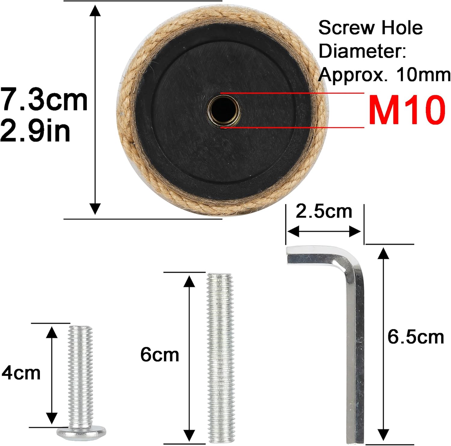 7.3cm 2.9" Diameter Cat Tree Scratching Post Replacement Parts Jute Pole (55cm/21.65in, M10)
