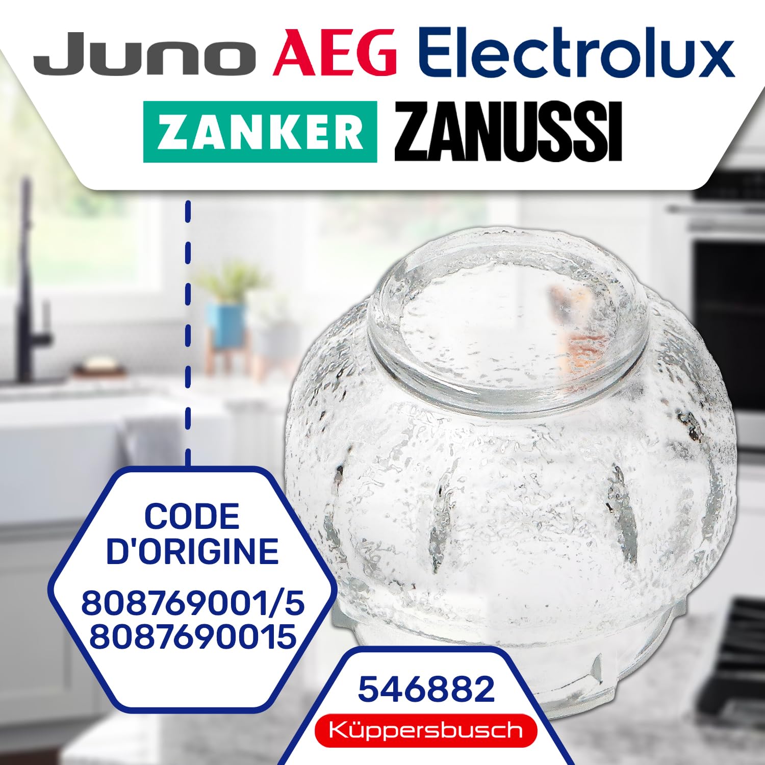 Couvercle en Verre de Ampoule pour Four avec le Code Original 8087690015 pour Electrolux pour Zanussi pour AEG - MONTERAL