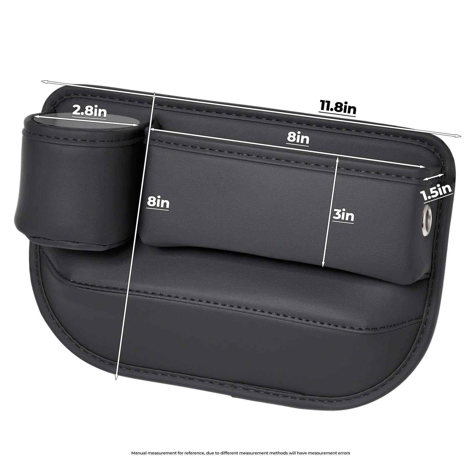 2 Packs Car Seat Gap Filler Organizer, Car Seat Organizer, Seat Gap Storage Box with Cup Holders for Drink, Car Leather Cup Holder Gap Bag Front Seat for Phone, Sunglasses,Keys(Left+Right Side)