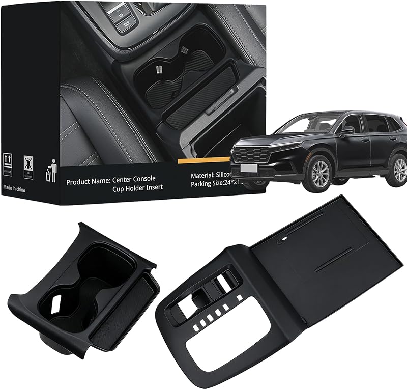 Kit de Inserts de Silicone para Porta-Copos e Console Central Tmengdao para Honda CR-V 2023–2026, Preto, Compatível com Carregamento sem Fio, 2 peças