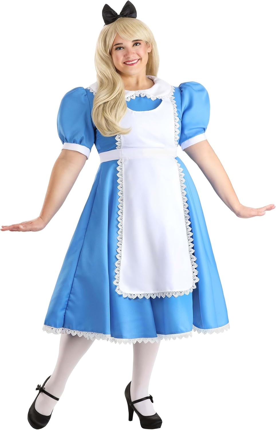 Alice in Wonderland Blue Dress Costume Women with Apron and Headband Medium - Image 3