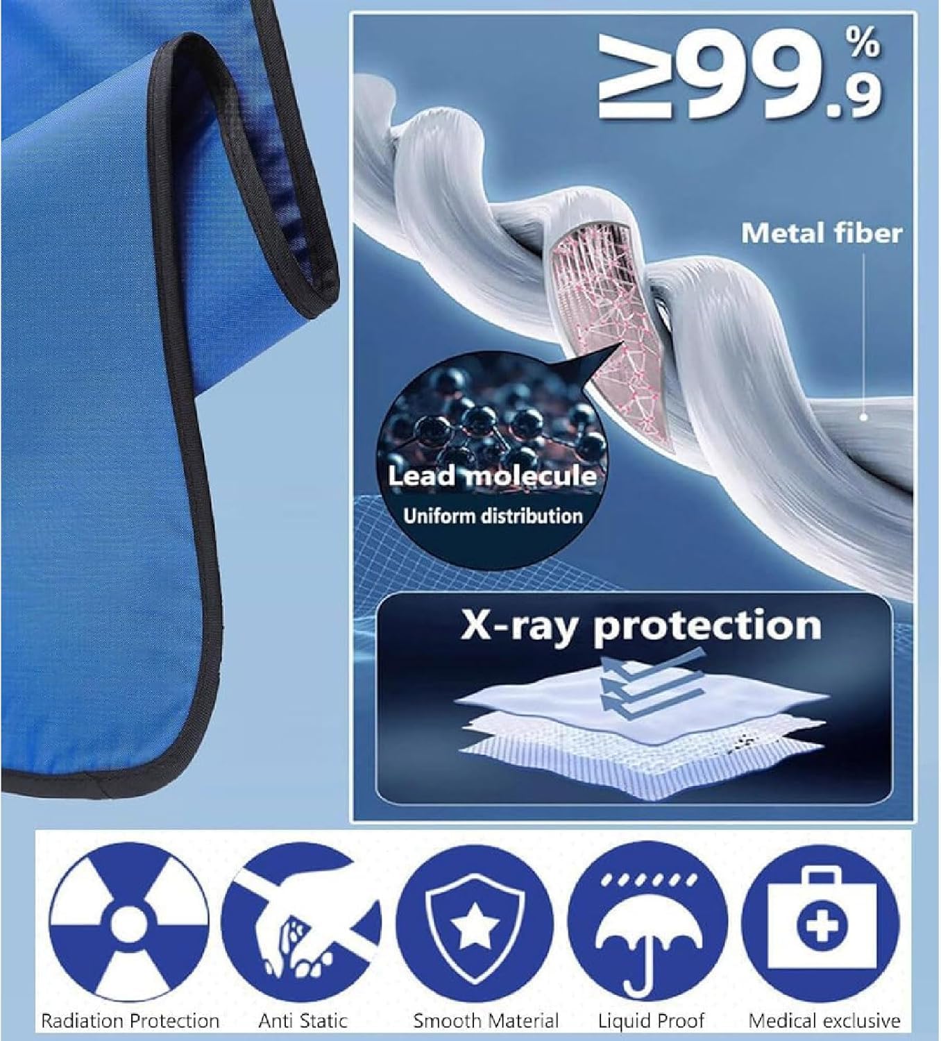 BKEKM Grembiule per Raggi X Grembiule in Piombo da 0,5 Mmpb Grembiule per Uso Medico Grembiule per Radiazioni Gilet per Raggi X 90 cm/100 cm/110 cm Vestiti in Piombo a Maniche Corte per Raggi X