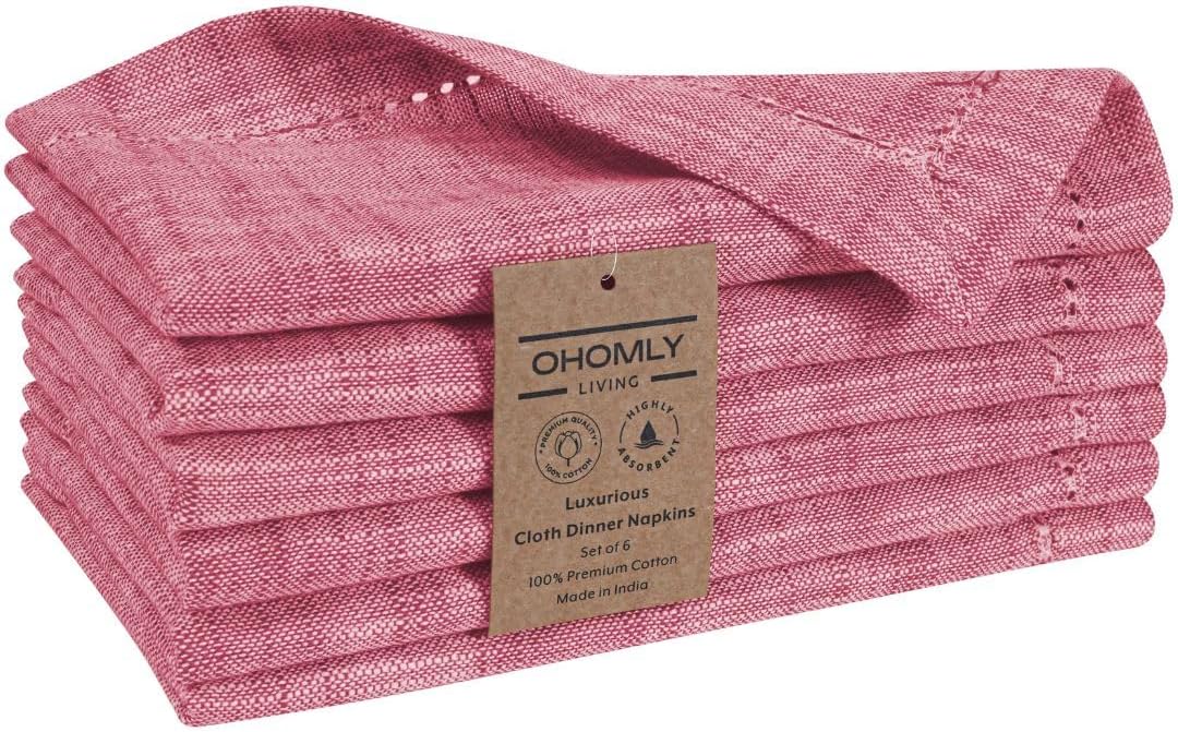 Servilletas de Tela 18x18 Pulgadas Algodón 6 Piezas - Rosa