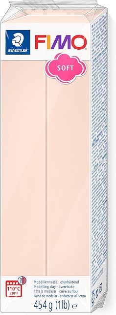 Staedtler 8021-1LB-43 FIMO modelina miękko utwardzana w piekarniku Masa do modelowania Duży blok 465 g (1 lb). Kolor: Blasses Pink