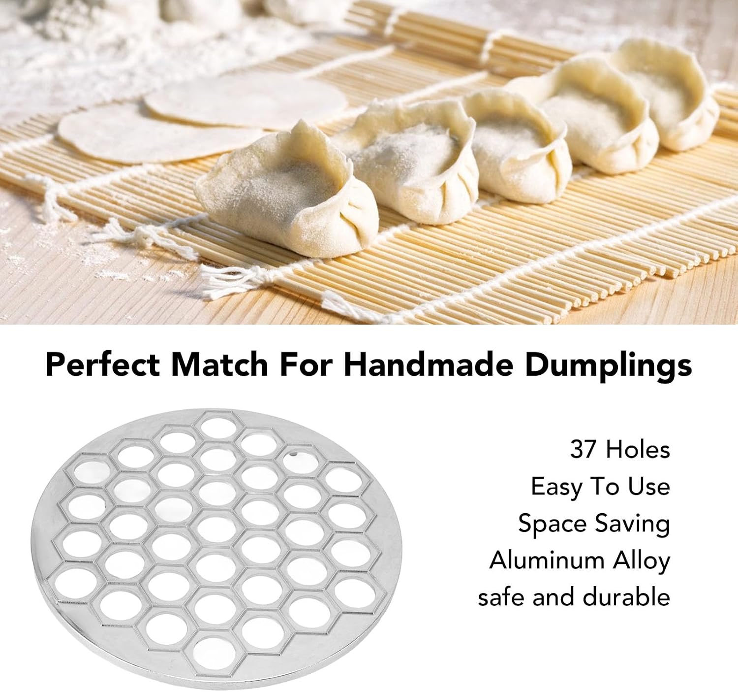 Dumpling Maker, Russian Dumpling Maing Machine Pelmeni Maker Dumpling 37 Holes Food Grade Pelmeni Meat Dumplings Maker Metal for Home Kichen Restaurants (Silver)