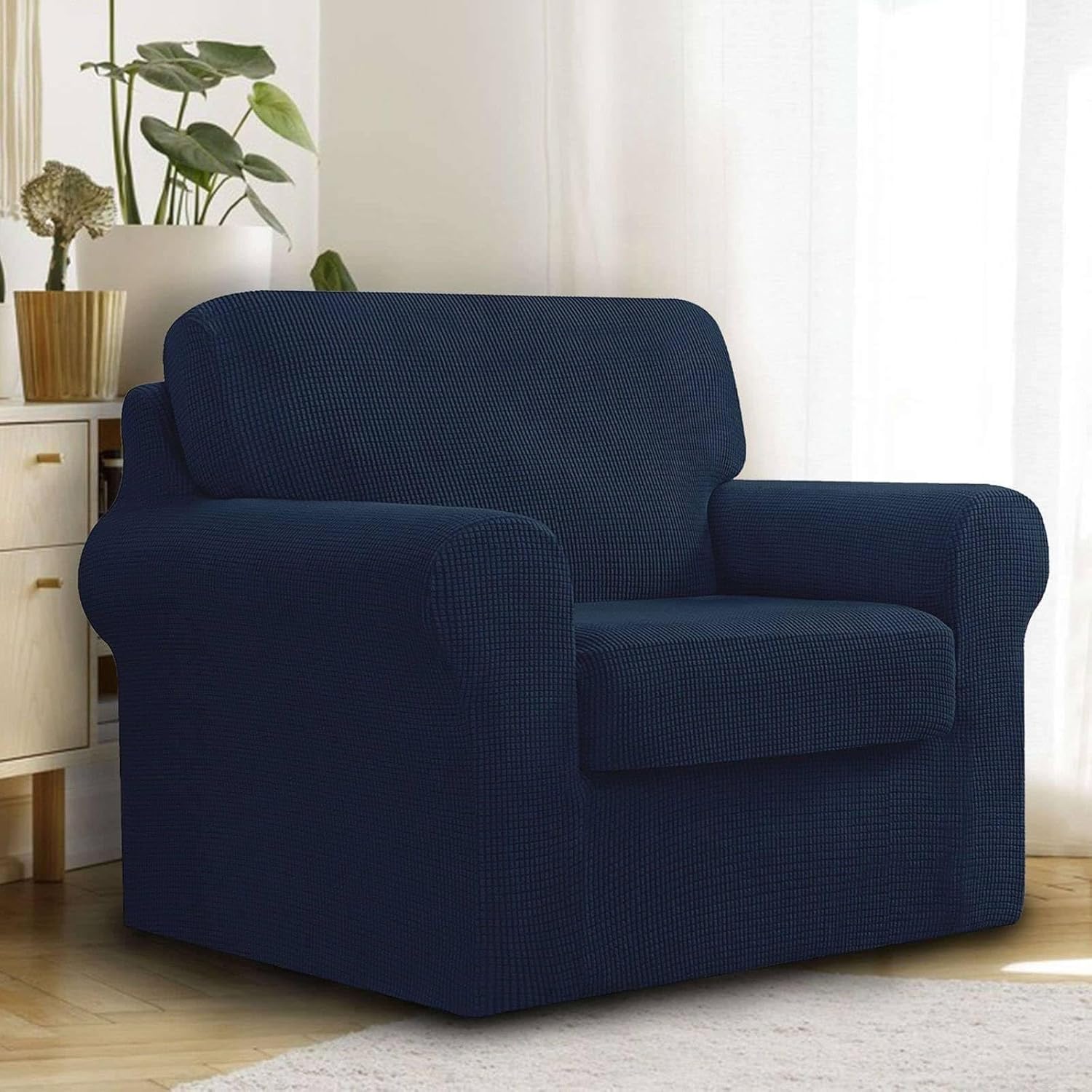 Konsilsa Cushion Couch Cover Stretch Spandex Sofa Slipcover Separate Seat & Backrest Covers Elasticated Bottom Living Room Furniture(S,Small)