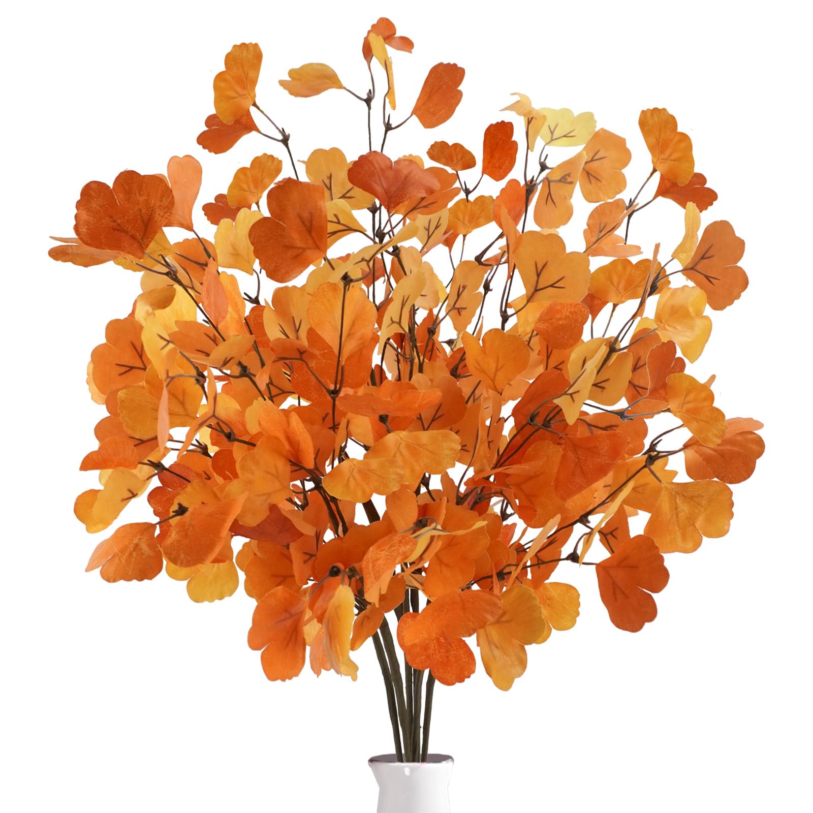 Ruidazon 6 Pcs Fall Artificial Ginkgo Leaves Stems Fall Greenery Stems Autumn Leaves Stems Spray for Vases Home Table Centerpieces Thanksgiving Fall Decorations