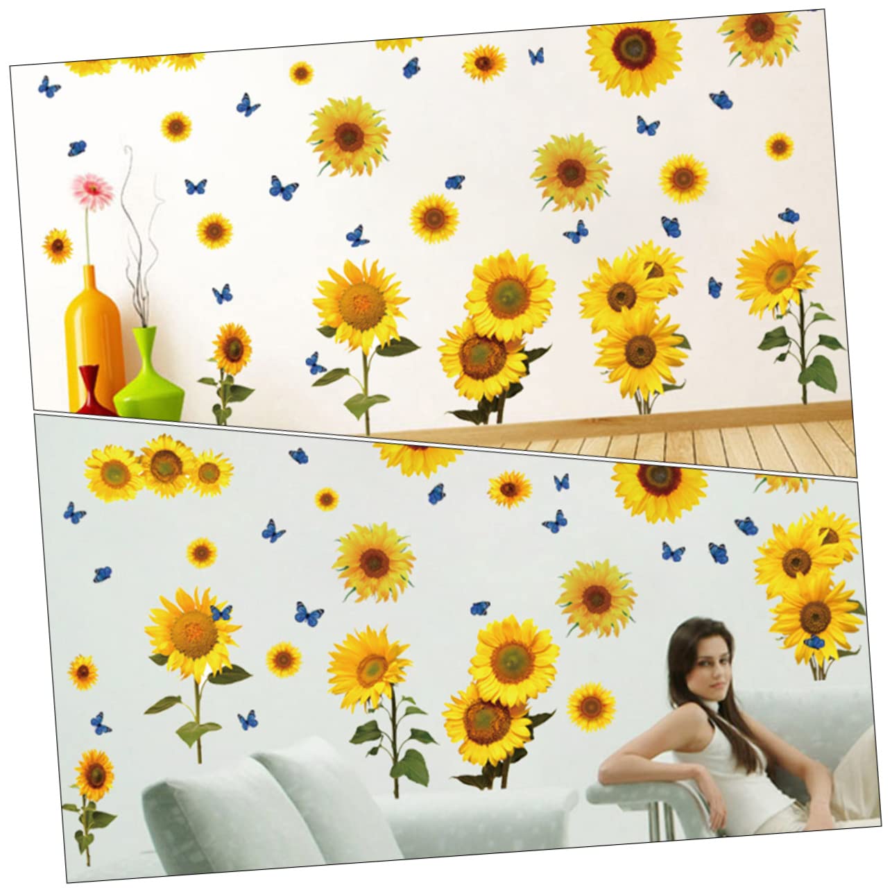 Toddmomy 2 Series Pegatinas Decorativas De Girasoles Y Autoadhesivas Para Calcomanías Para Dormitorios 2 Hojas*2