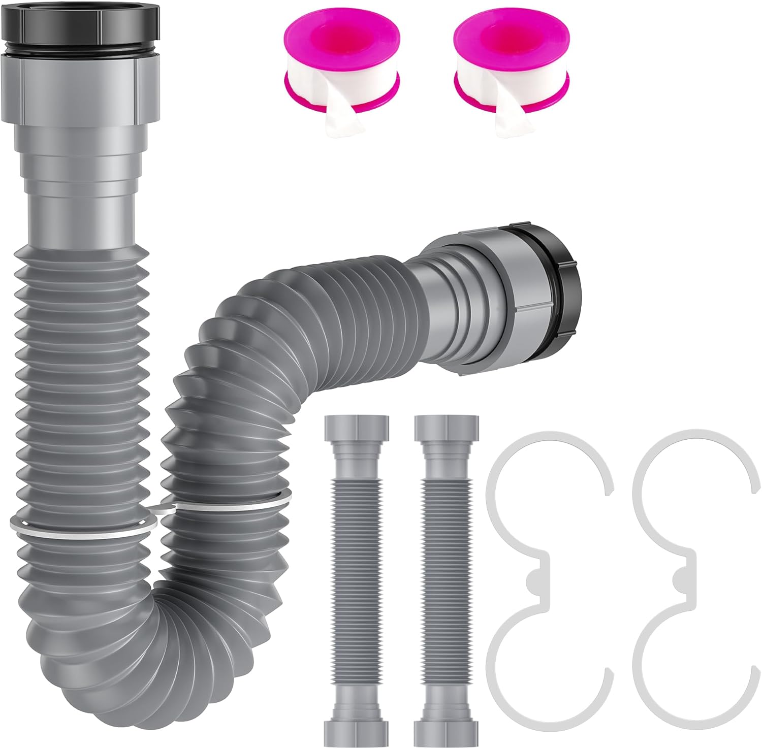 1 1/2 in or 1 1/4 in Expandable Flexible Pipe for Kitchen Sink, 2 Pack