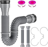 SAINT NIEVE 2-Pack Expandable Flexible P-Trap Kit for Kitchen Sink Drain - 1-1/2" or 1-1/4" Pipes with Adapters & Seals, Gray