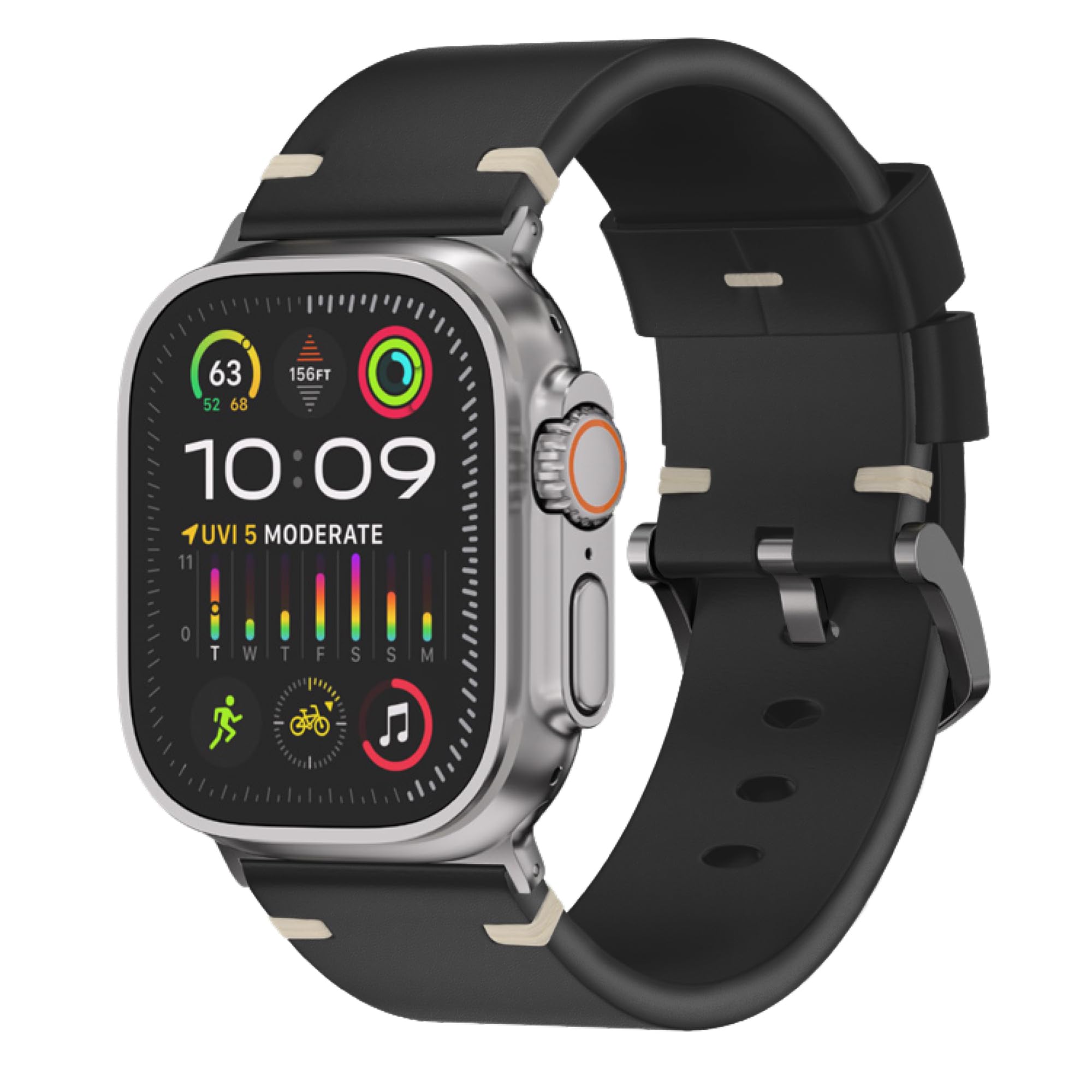 Ultra Supply Co. Leather Band Compatible for Apple Watch Ultra 3, 2, Ultra 49mm & Older Versions - Genuine Top Grain Leather Strap