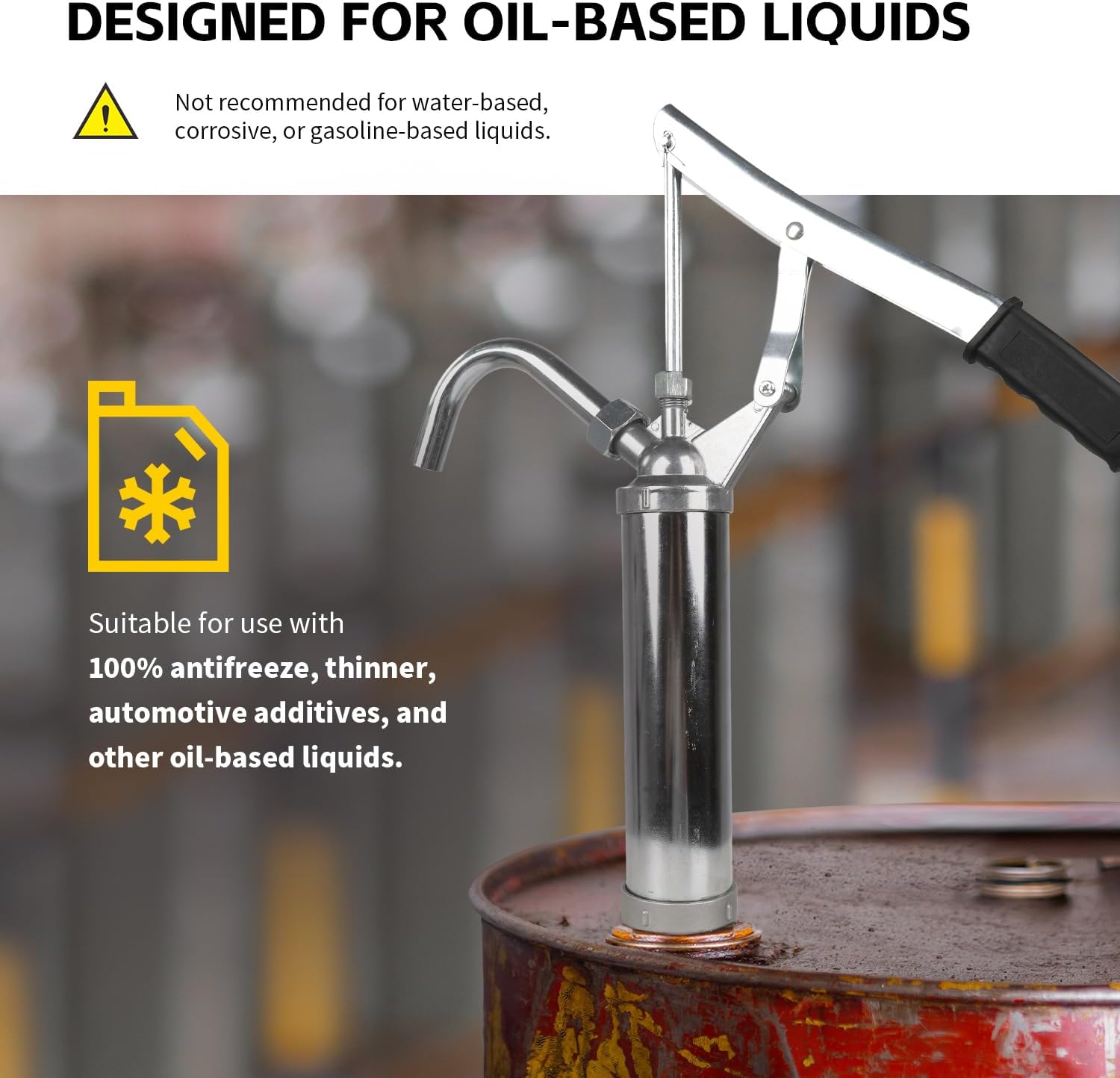 MaxWorks Lever Action Barrel Pump Heavy Duty Manual Fluid Transfer Pump for 15 to 55 Gallon Drums Fits 1.5" and 2" Bungs Ideal for Oil Antifreeze and Non Corrosive Fluids (51047)