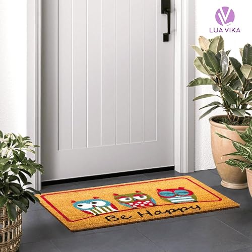 Miniatura 9 de LUA VIKA Tapete de fibra de coco para exteriores, tapete de entrada exterior, tapetes para puerta delantera, tapete de bienvenida para interiores,