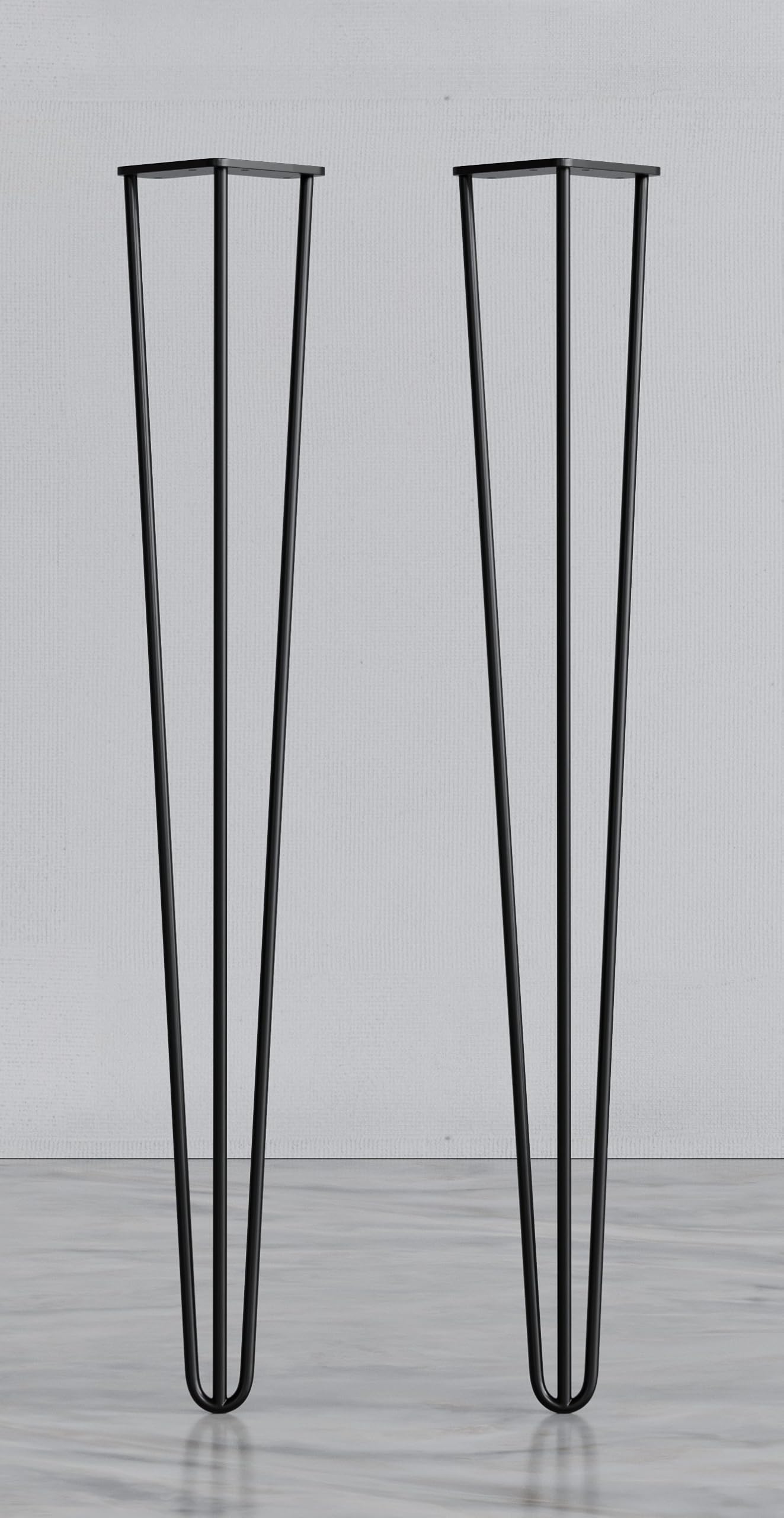 Stormguard 3-Pin Steel Hairpin Legs, Set of 2, Modern Furniture Legs with Screws & Feet Protectors, Various Sizes & Colours Available (Black, 86cm)