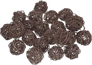 sourcing map 22 bolas de mimbre de ratán, bolas decorativas de madera de 1.6 pulgadas, relleno de jarrón para centro de mesa, cuenco, orbes, árboles, bodas, decoración del hogar, color marrón