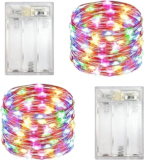2 Pack with Timer Function Battery Operated Dewdrop Led Lights,Mini Fairy Lights for Home Parties Christmas/Halloween Holiday Decoration,6 Hours on/18 Hours Off,30 LEDs,10 Feet (Multi Color)