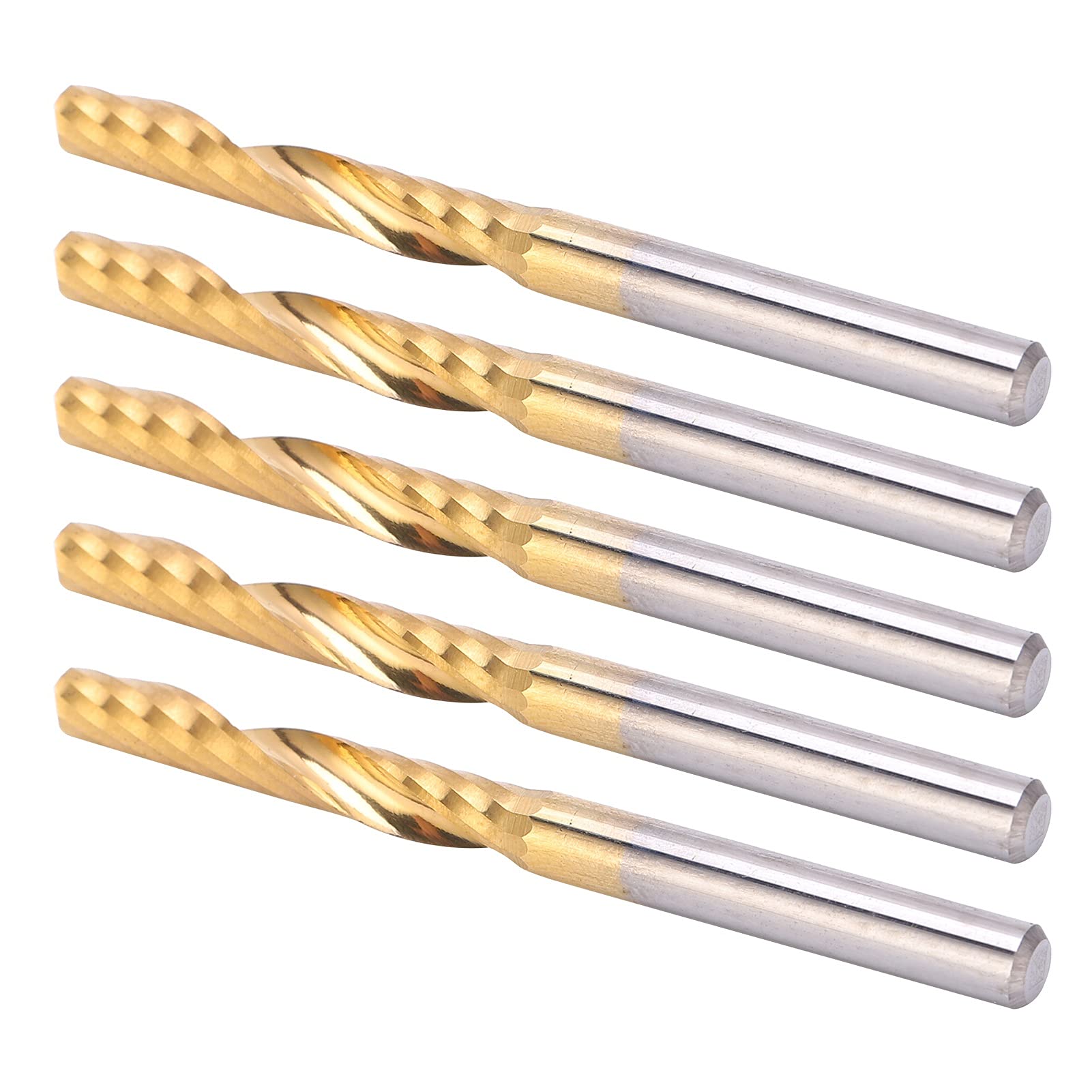 5 Pezzi Fresa in Acciaio ad Alta Velocità a Scanalatura Singola Punta a Spirale CNC per Metalli Non Ferrosi 4 mm x 25 mm x 50 mm Punte per Incisione CNC per Lavorazione di