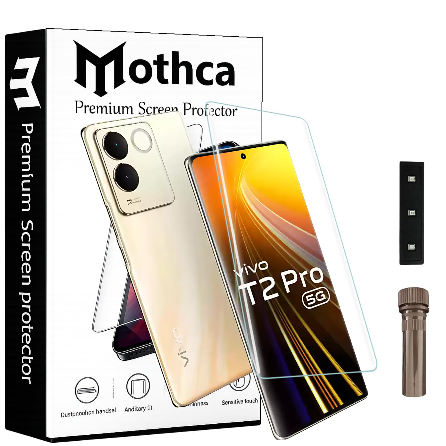 Mothca Premium Curved UV Tempered Glass Screen Protector for Vivo T2 Pro 5G | HD Clear | Full Screen Coverage (Pack of 1)-image-49
