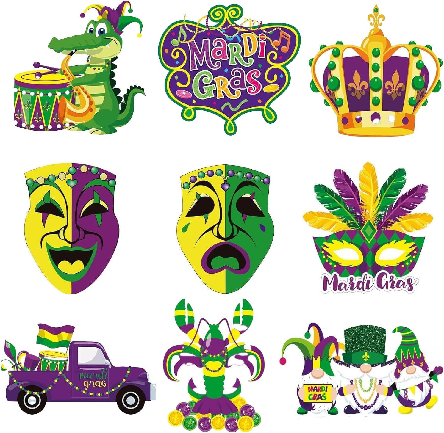 9 Pcs Large Carnival Decorations Comedy Tragedy Face Carnival Float Mask Cutouts Wagon Costume Cover Float Decor for Carnival Home Party Hanging Outdoor Supplies