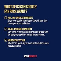 Vista 7 de Icon Sports Pro League Paquete de Fan Ultimate – 5 piezas de mercancía de fútbol con licencia oficial - Camiseta, Jersey, Chaqueta, Bufanda, Balón