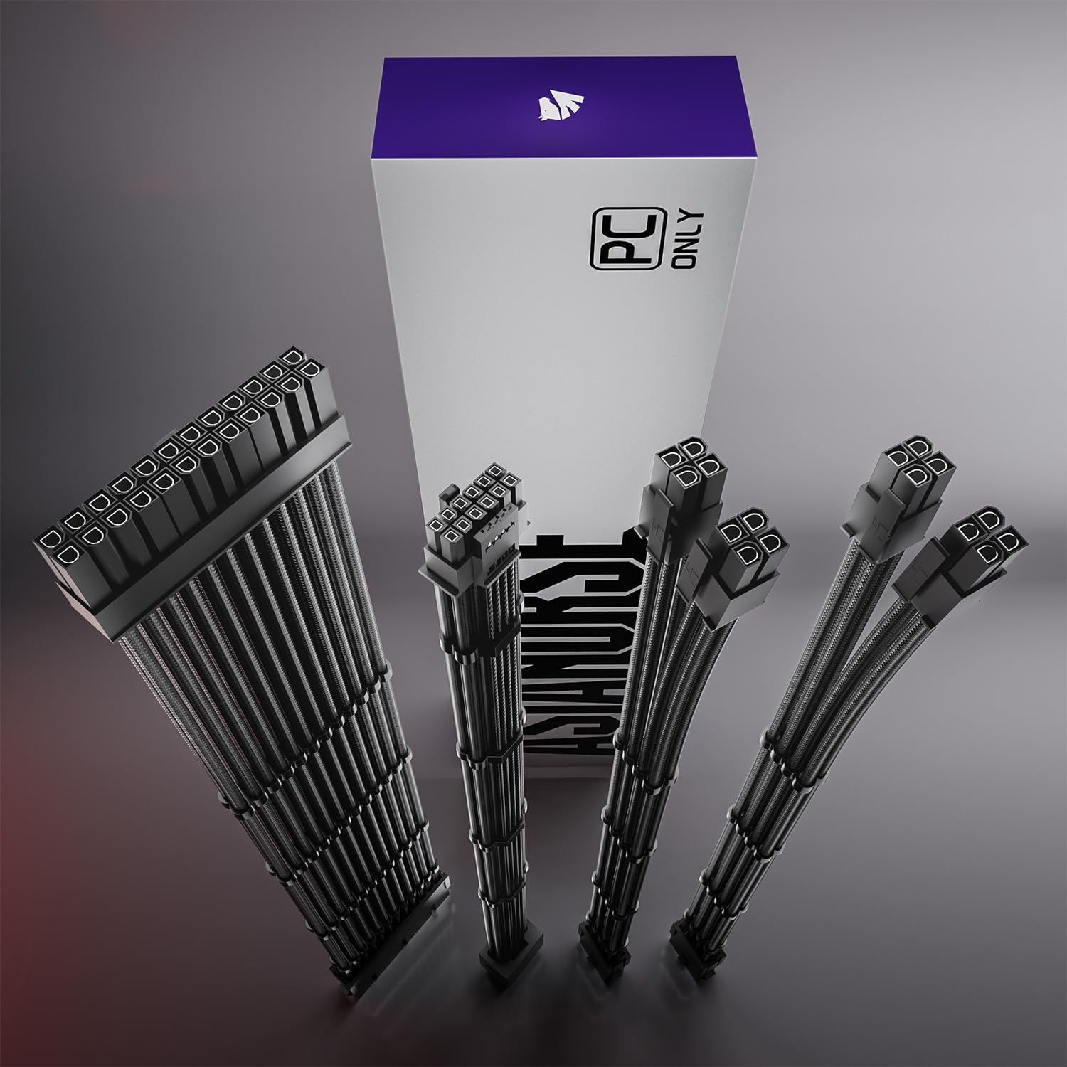AsiaHorse PCIE 5.0 12VHPWR PSU przedłużacz kabla Kit [16AWG] kabel zasilający do CPU i GPU 30 cm