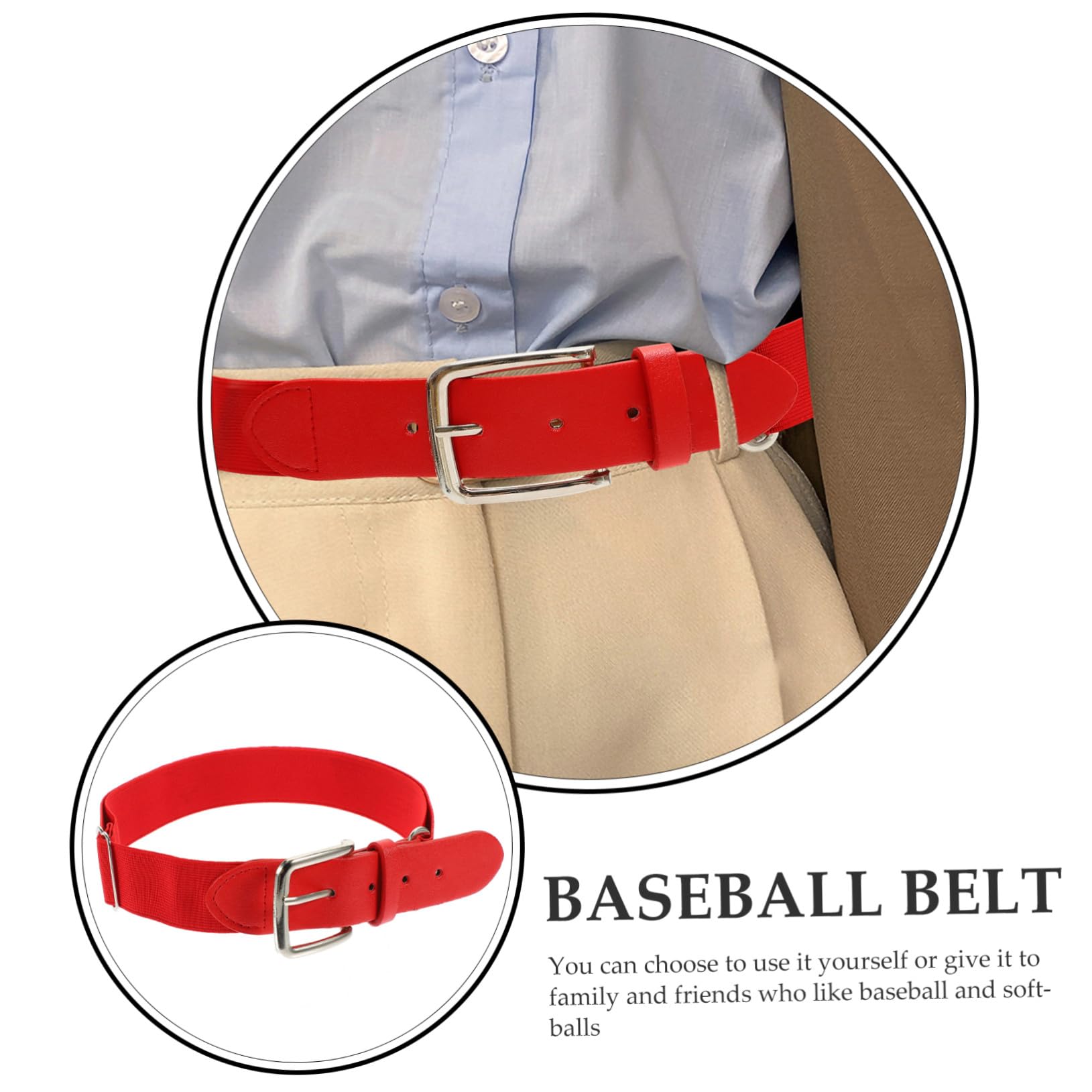 Ceinture Élastique Baseball Rouge Ajustable Hommes Femmes Sport