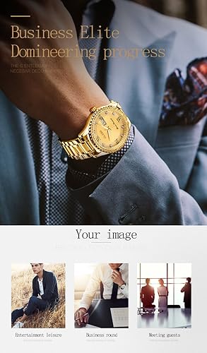 Miniatura 6 de OLEVS - Relojes de diamantes para hombres relojes de vestir a prueba de agua relojes analógicos de cuarzo de lujo con calendario de fecha y correa